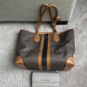 Michael Kors Brown and Tan Tote Bag with Leather Trim